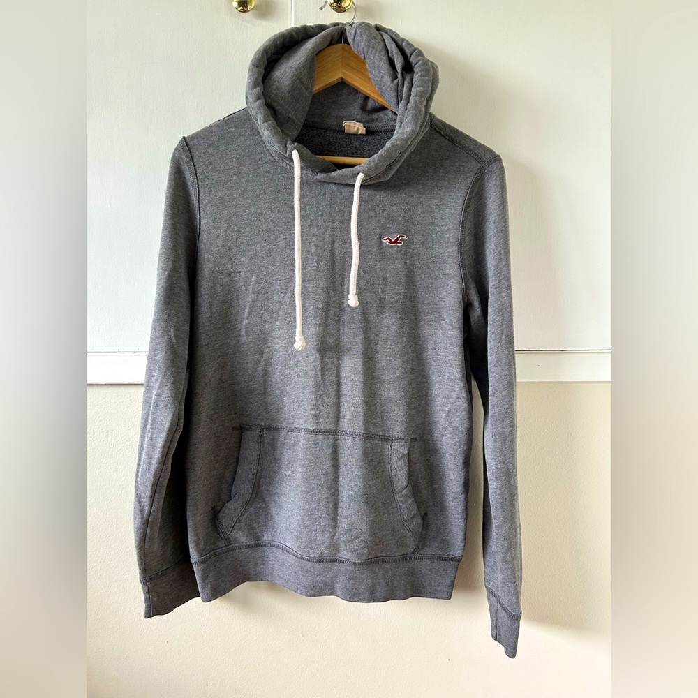 Hollister Men's Charcoal Hoodie